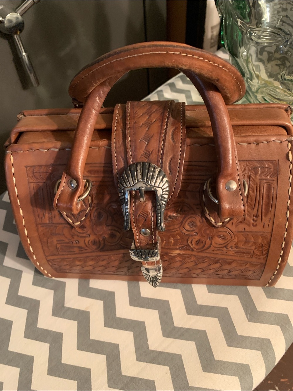 Leather tooled purse